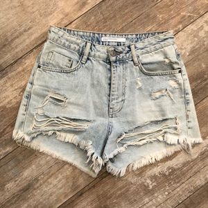 High Waisted Distressed Shorts